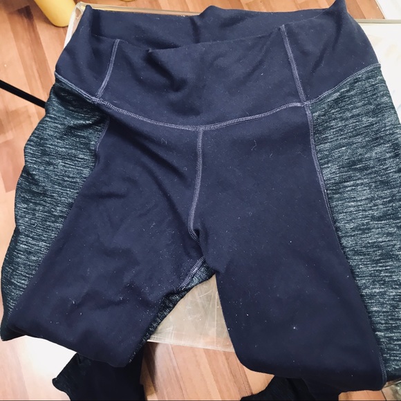 Lululemon Barre Pulse Pant Flare Two Fabrics Block Denim Plum Stretch High Waist - Picture 11 of 16